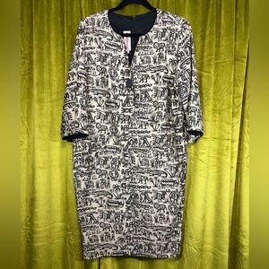 Vintage 1980s Tom and Linda Platt Animal Novelty Print Shift Dress Size M